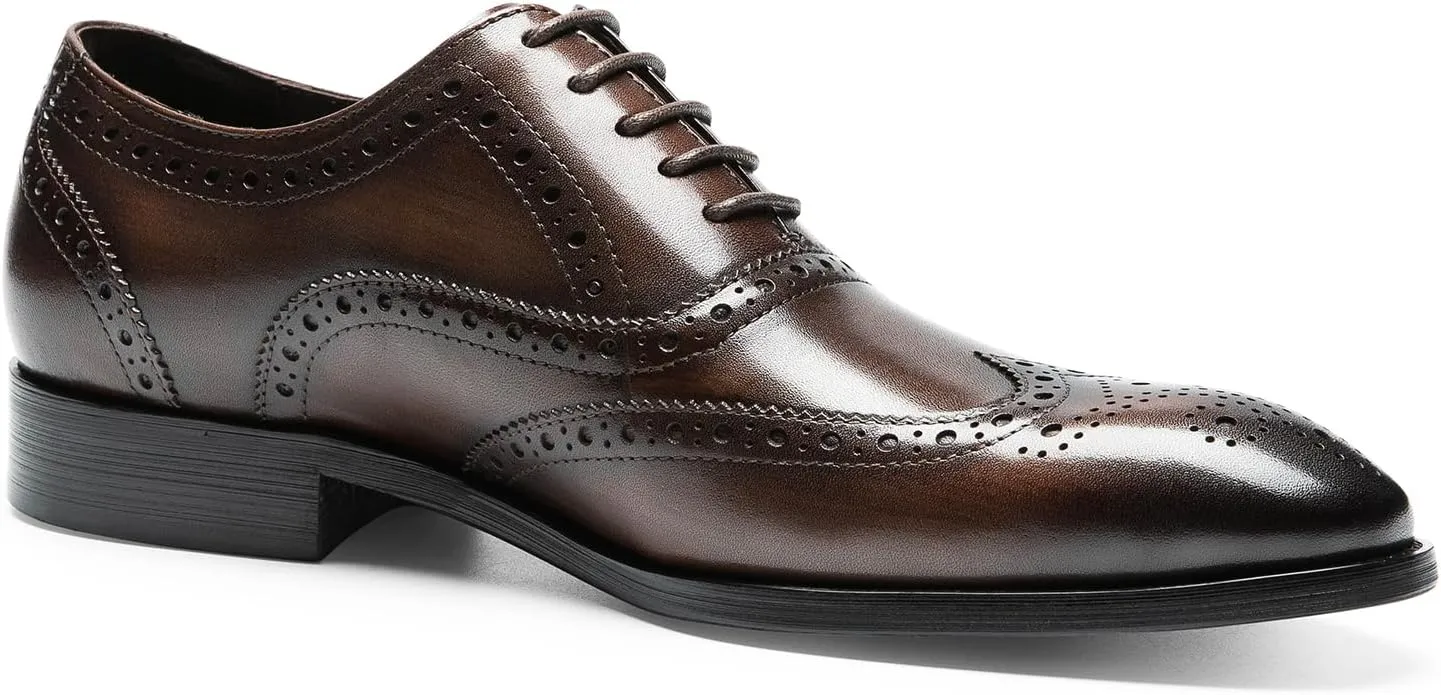 Men's Dress Shoes - Modern Cap Toe Oxford in Genuine Leather | Contemporary Dress Shoes with Sleek Silhouette