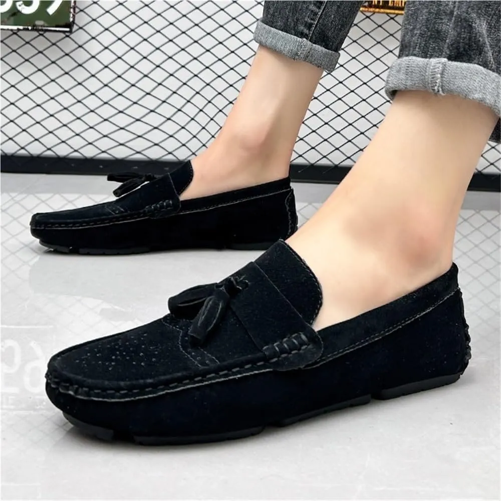 Mens Driving Loafers Pu Leather Moccasins Shoe Outdoor Solid Color Round Toe Slip-on