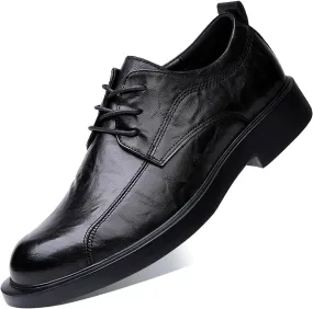 Men's Leather Lace-up Dress Oxfords,Classic Exquisite Stitching Breathable Round Toe Formal Shoes Casual Business Wedding Work Derby Shoes