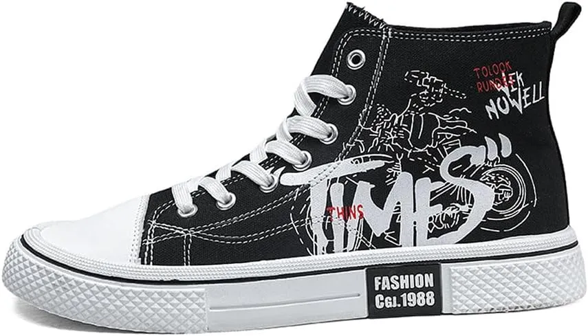 Men's Skate Lightweight High Top Canvas Sneakers Breathable Flat Walking Shoes
