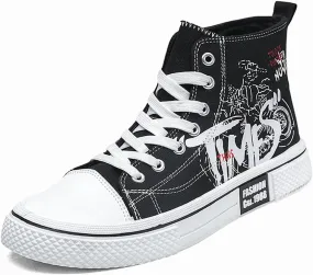 Men's Skate Lightweight High Top Canvas Sneakers Breathable Flat Walking Shoes