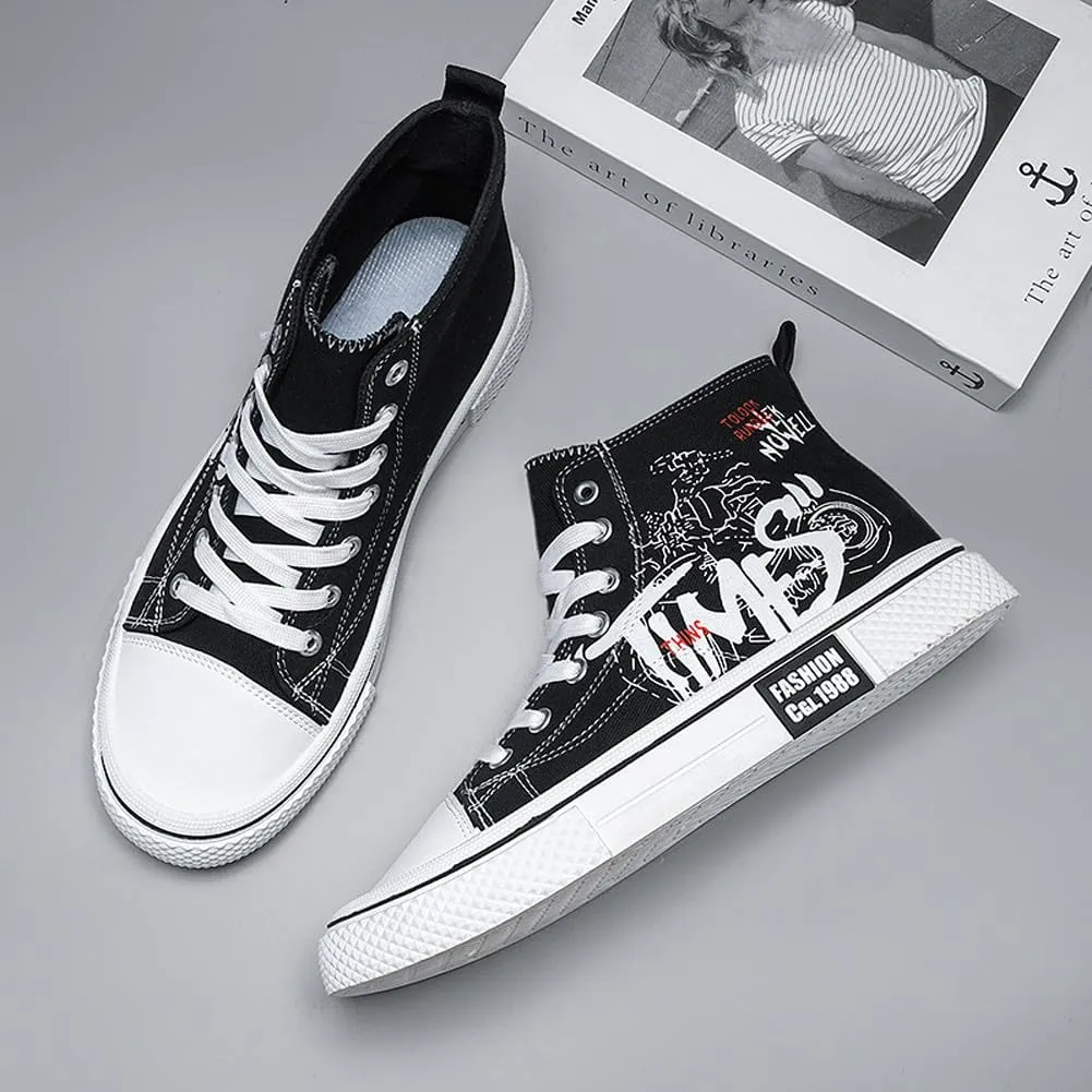 Men's Skate Lightweight High Top Canvas Sneakers Breathable Flat Walking Shoes
