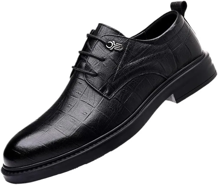 Men's Tuxedo Dress Shoes Fashion Summer Leather Business Oxfords Shoes Comfort Breathable Non-Slip Softsole Walking Shoes(Black,8)