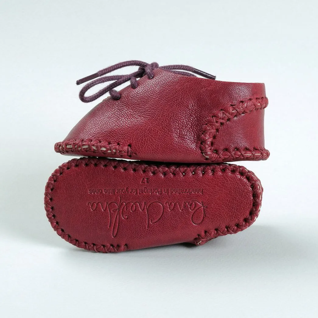 Mini Medan Baby Moccasin | Crimson Calfskin Leather