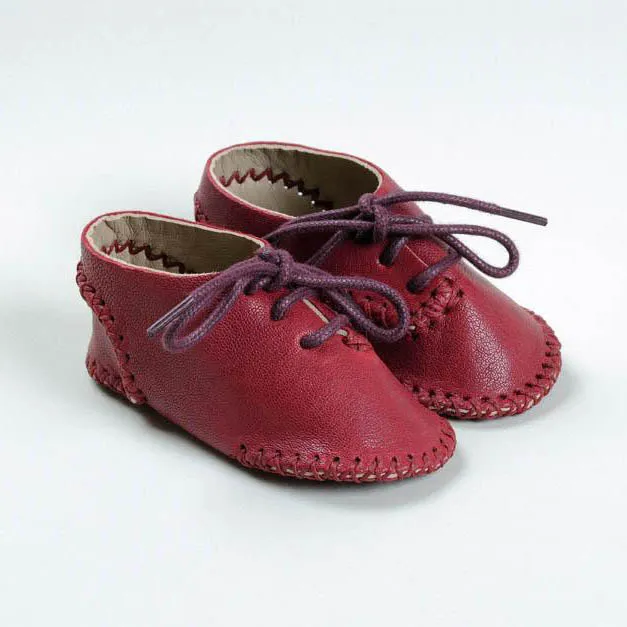 Mini Medan Baby Moccasin | Crimson Calfskin Leather