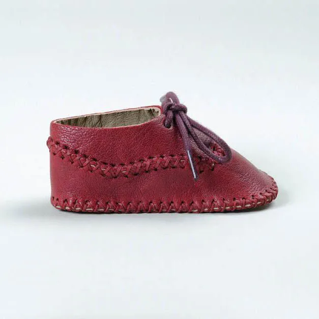 Mini Medan Baby Moccasin | Crimson Calfskin Leather
