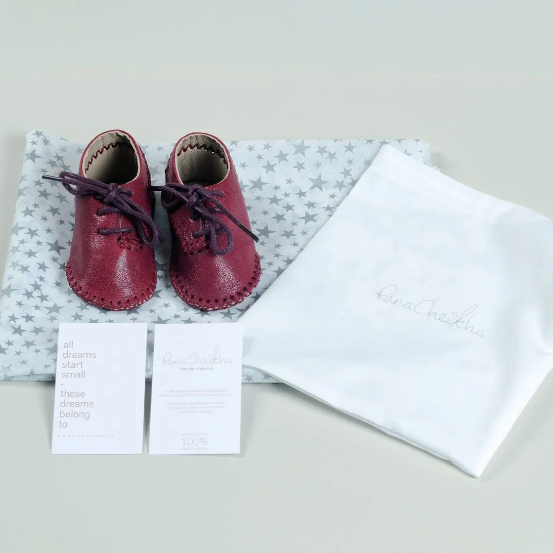Mini Medan Baby Moccasin | Crimson Calfskin Leather
