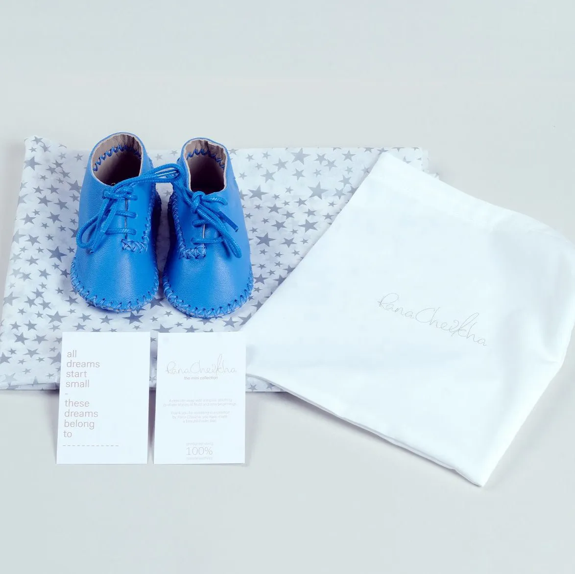 Mini Medan Baby Moccassin | Cobalt Calfskin Leather