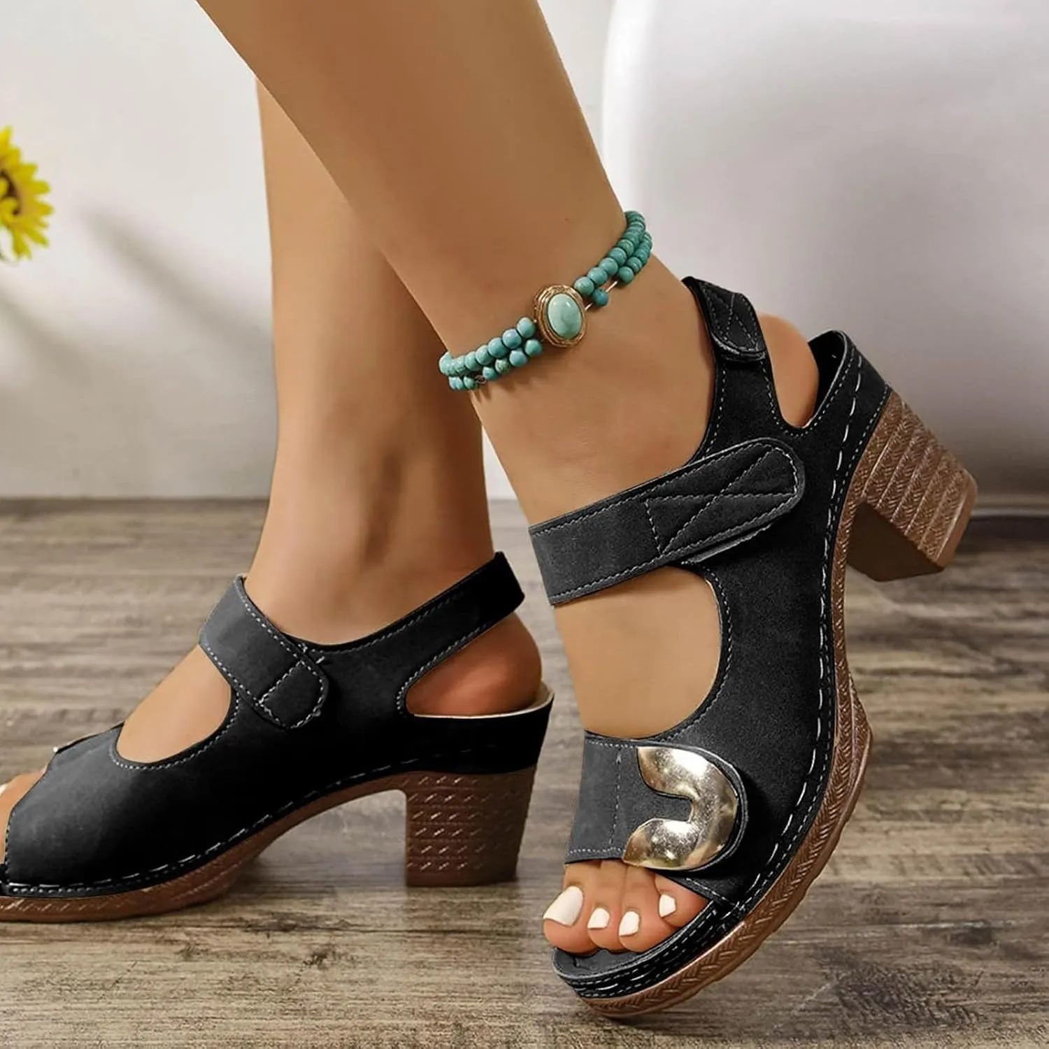 Orthopedic Sandals for Women 2025 Low Wedge Heels Open Toe Slingback Outdoor Slides Sandals Hook and Loop Closure Available Shoes Slip On Indoor Outdoor