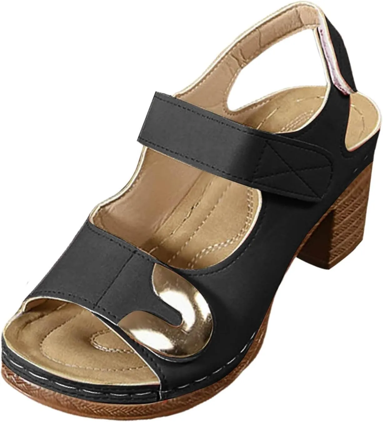 Orthopedic Sandals for Women 2025 Low Wedge Heels Open Toe Slingback Outdoor Slides Sandals Hook and Loop Closure Available Shoes Slip On Indoor Outdoor