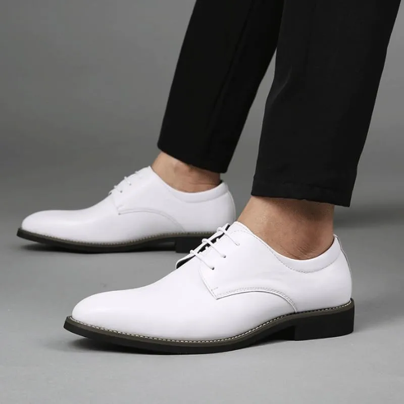 Patent Leather Low Top Business Formal Derby Shoes Men's Handmade Leather Modern Classic Lace up Leather Lined Perforated Dress Oxfords Shoes