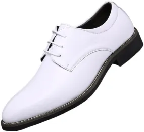Patent Leather Low Top Business Formal Derby Shoes Men's Handmade Leather Modern Classic Lace up Leather Lined Perforated Dress Oxfords Shoes