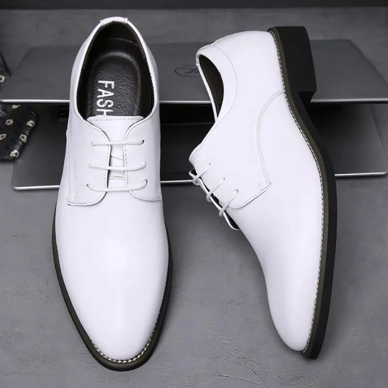 Patent Leather Low Top Business Formal Derby Shoes Men's Handmade Leather Modern Classic Lace up Leather Lined Perforated Dress Oxfords Shoes