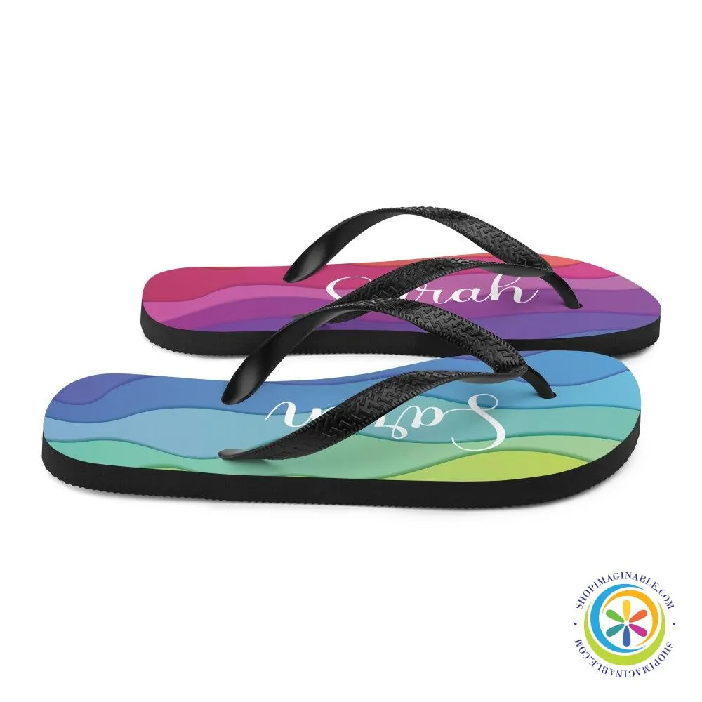 Personalized Rainbow Flip-Flops