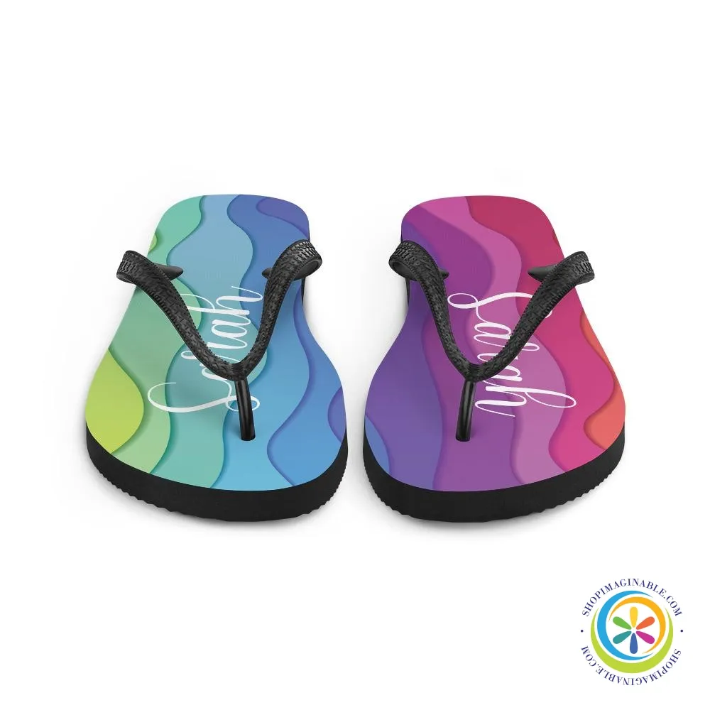 Personalized Rainbow Flip-Flops
