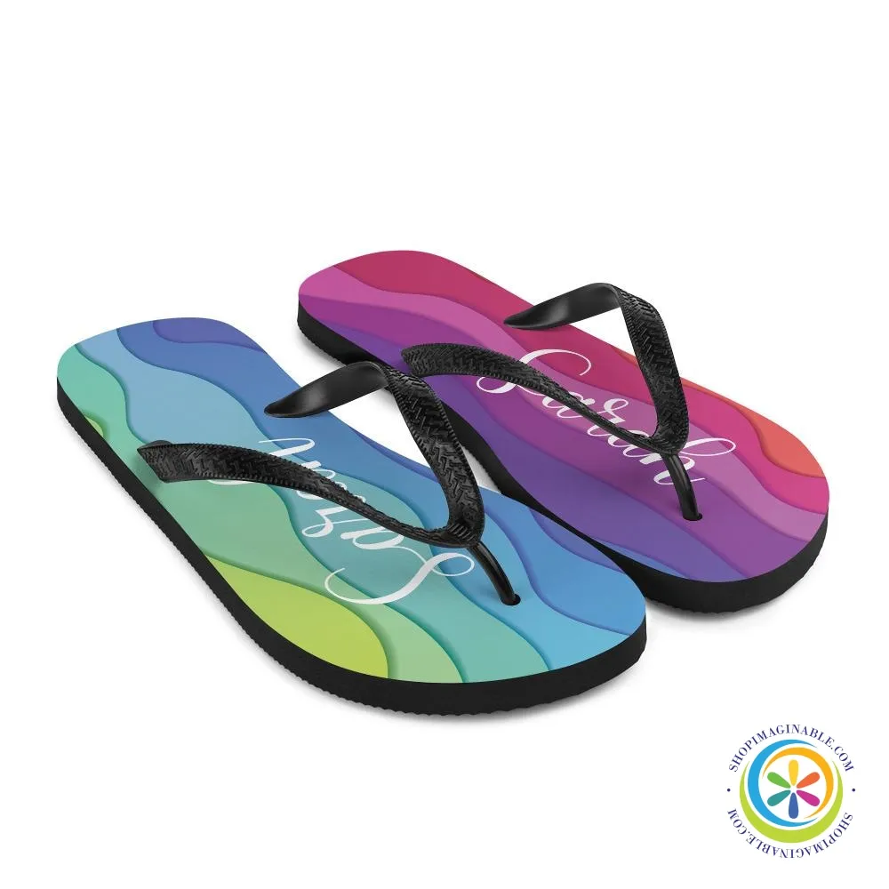 Personalized Rainbow Flip-Flops