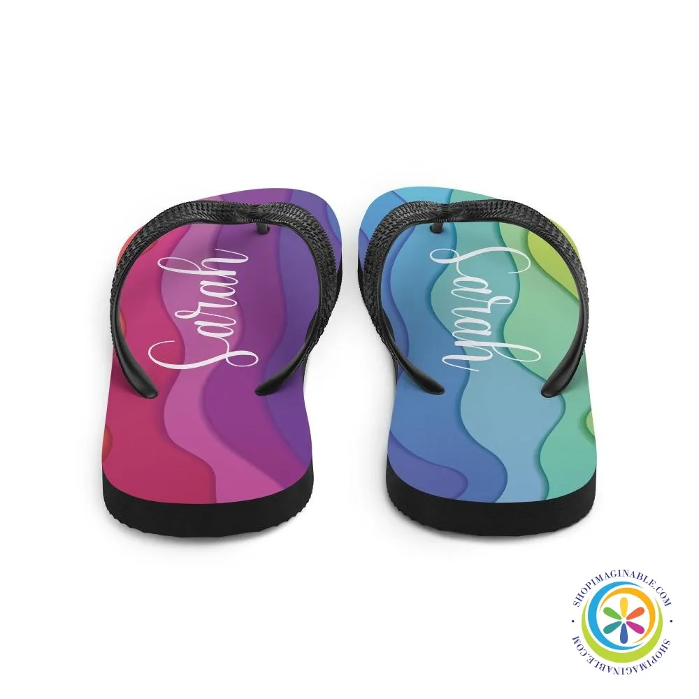 Personalized Rainbow Flip-Flops