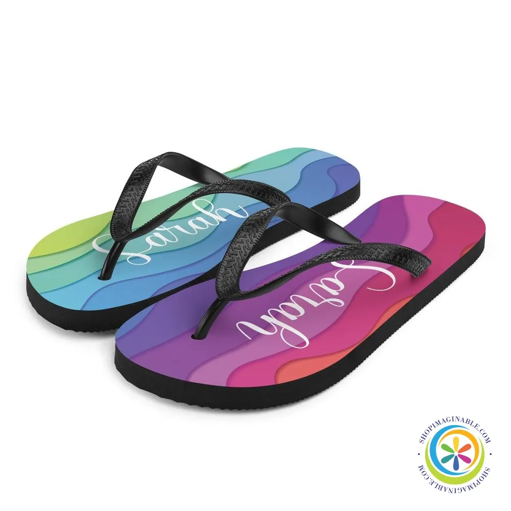 Personalized Rainbow Flip-Flops