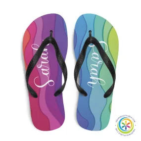 Personalized Rainbow Flip-Flops