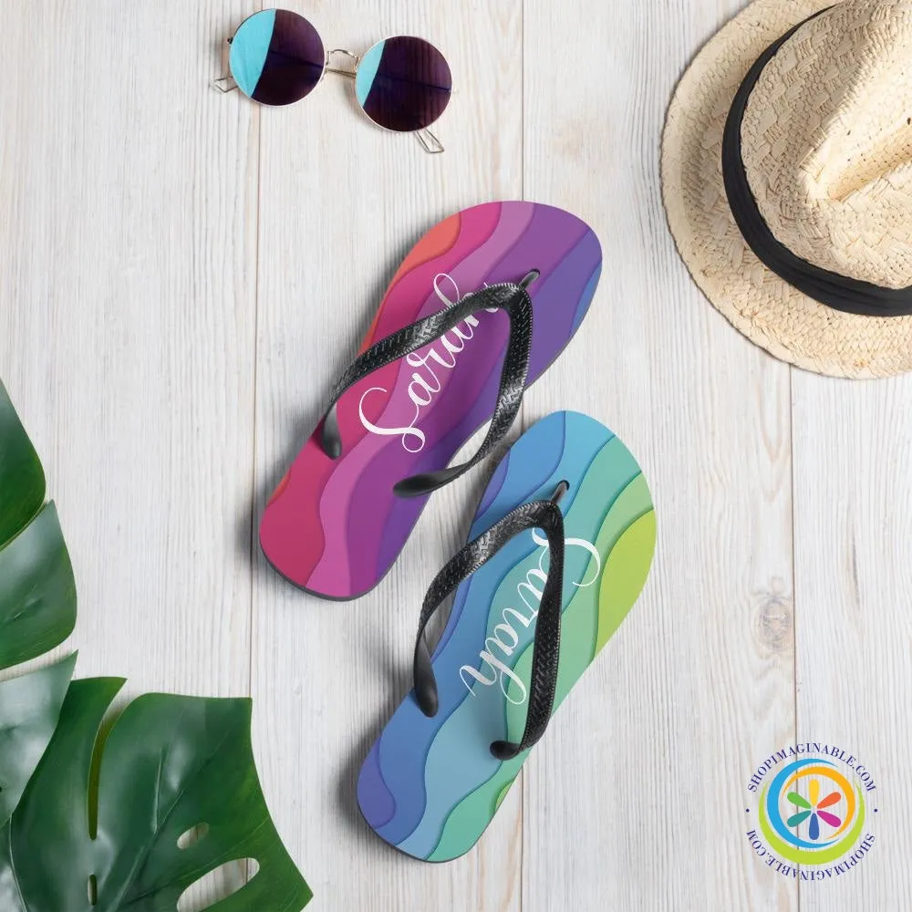 Personalized Rainbow Flip-Flops