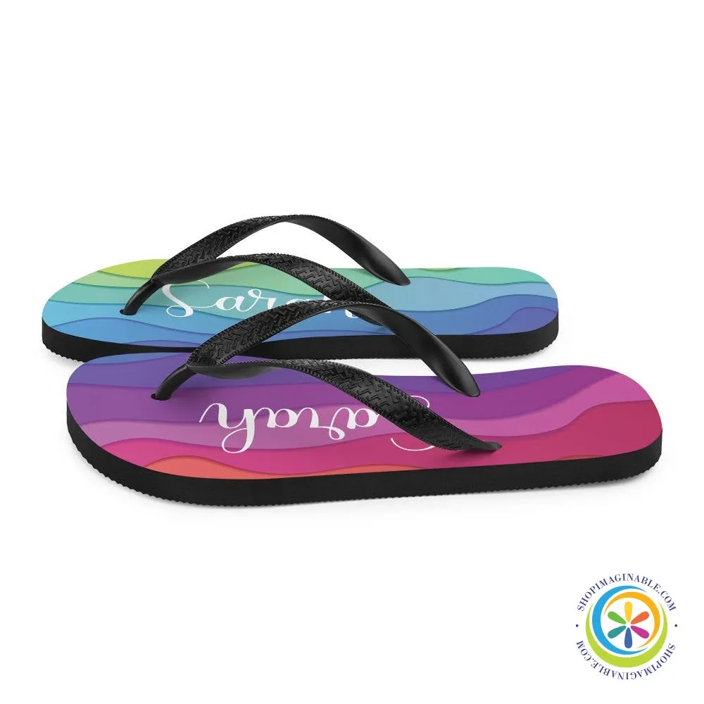 Personalized Rainbow Flip-Flops