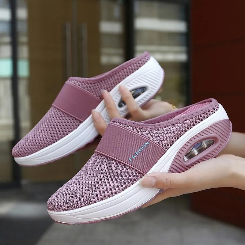 Platform Beach Slippers Women Breathable Mesh Flat Shoes Flip Flops