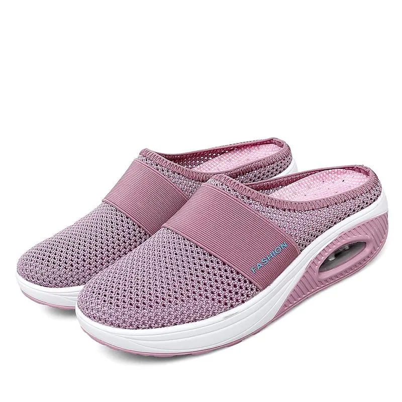 Platform Beach Slippers Women Breathable Mesh Flat Shoes Flip Flops