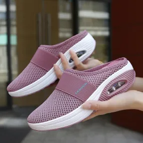 Platform Beach Slippers Women Breathable Mesh Flat Shoes Flip Flops