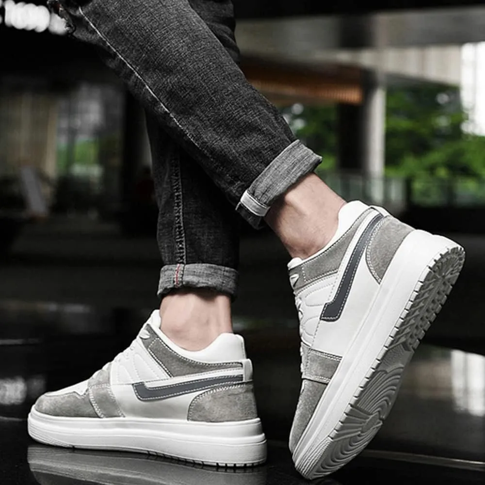 Recyphi Men's Invisible Height Increasing Shoes Height Lifting Elevator Leather Shoes Fashion Sneakers 2.4"