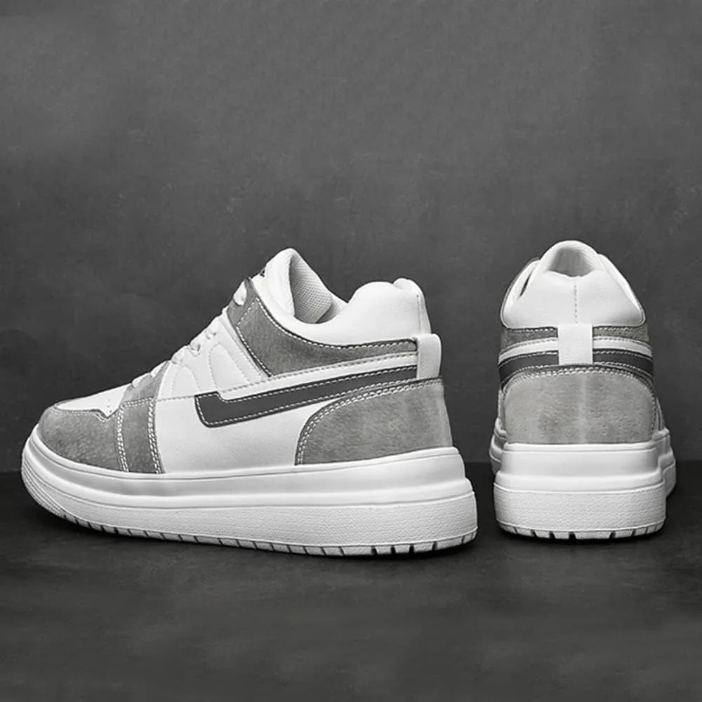 Recyphi Men's Invisible Height Increasing Shoes Height Lifting Elevator Leather Shoes Fashion Sneakers 2.4"
