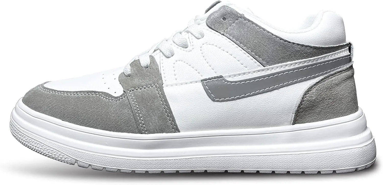 Recyphi Men's Invisible Height Increasing Shoes Height Lifting Elevator Leather Shoes Fashion Sneakers 2.4"