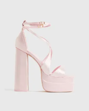 Sabia Cross Satin Platform Sandals