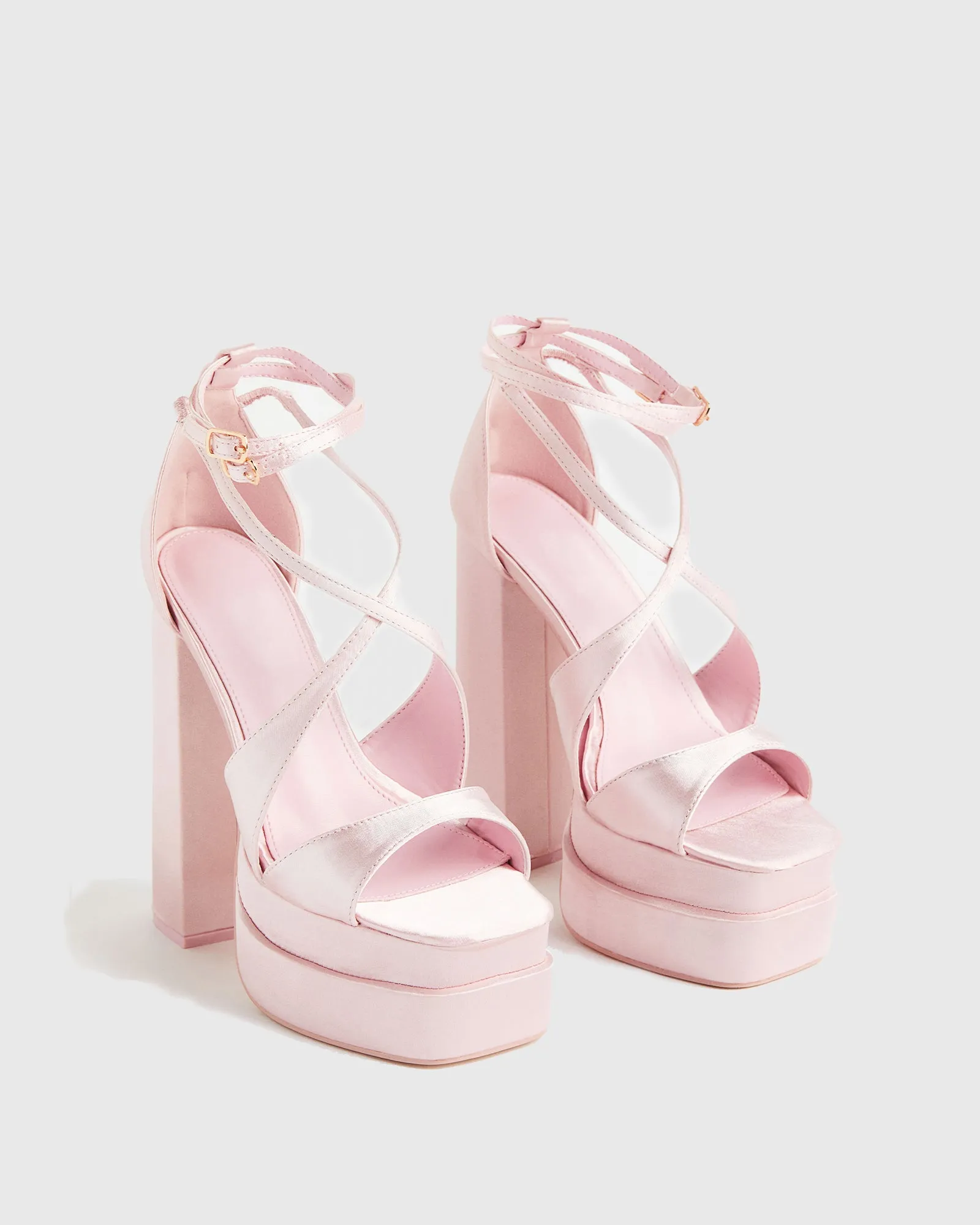 Sabia Cross Satin Platform Sandals