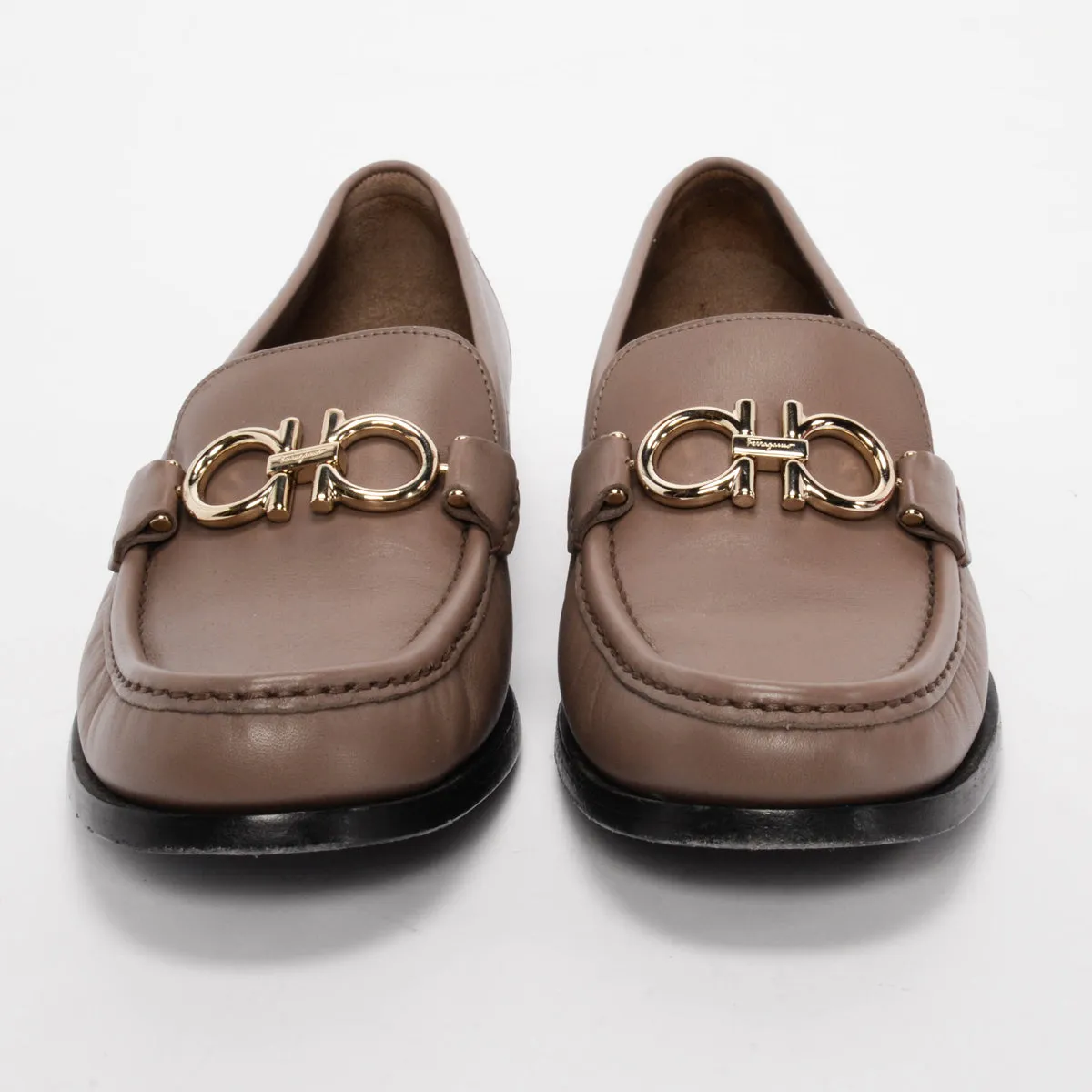 Salvatore Ferragamo Taupe Calfskin Rolo Loafers Flats 9