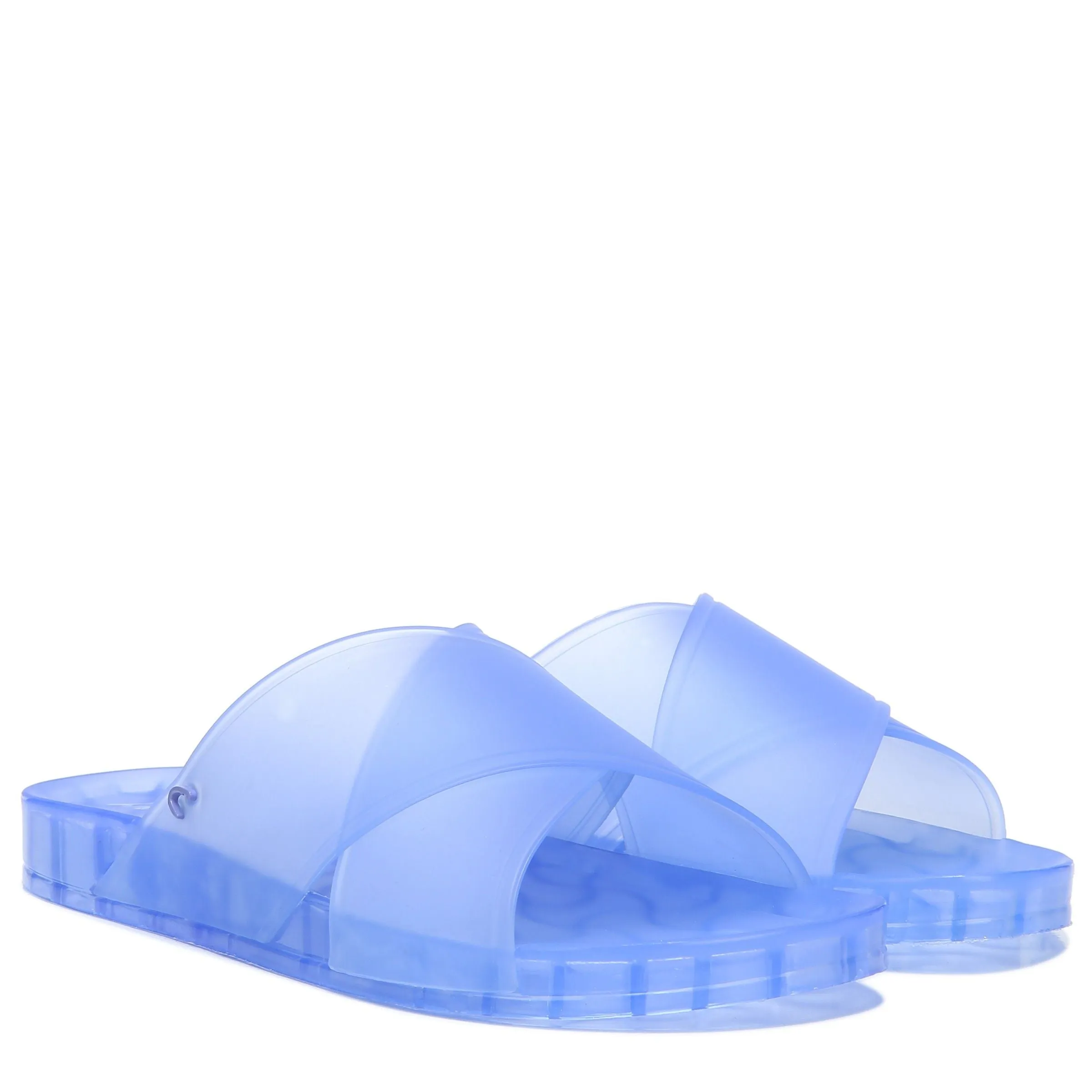 Sam Edelman Jelly Jaylee Blue Color Block Translucent Slip On Slide Sandals