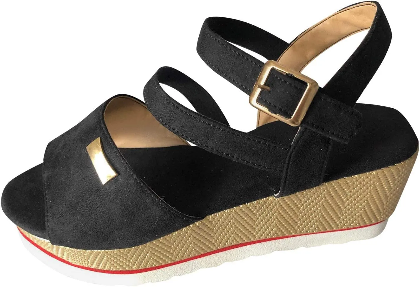 Sandals for Women Platforms, Summer Open Toe Wedge Sandals 2021 Espadrilles Ankle Buckle Strap Beach Vacation Sandals