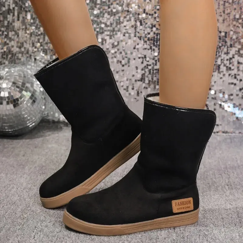 Shoes for Women 2024 Comfortable and Warm Winter Women's Furry Boots Simple and Versatile Casual Mid Calf Boots Botas De Mujer