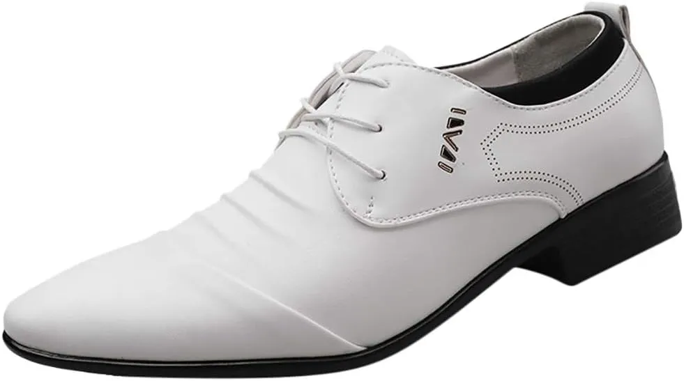 Shoes Suit Shoe Casual Shoes Male Wedding Lace Leather Men Comfortable Business Men's Leather Shoes Fashion Shoes (White, 43)