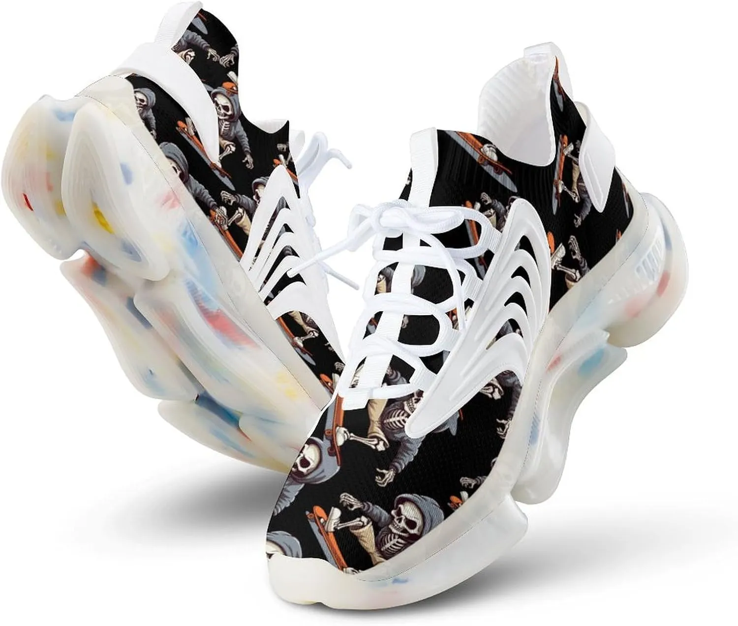 Skateboard Skull Mens Sneakers Running Shoes Lightweight Athletic Shoes for Jogging Walking Gym