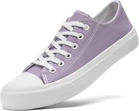 Soofylia Women's Canvas Fashion Sneakers, Grey, Flat Heel, Lace-Up, Lightweight, Breathable, Casual, Summer, Skateboarding