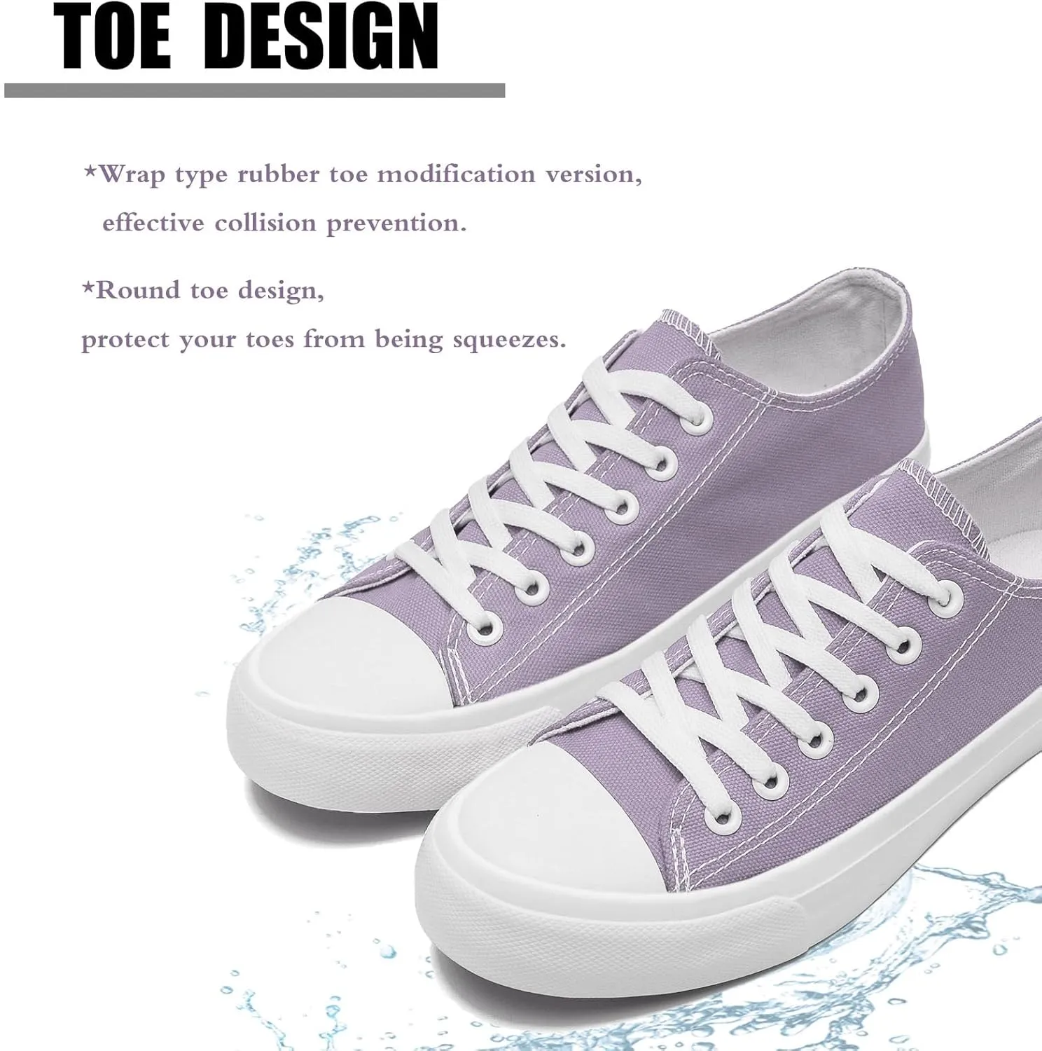 Soofylia Women's Canvas Fashion Sneakers, Grey, Flat Heel, Lace-Up, Lightweight, Breathable, Casual, Summer, Skateboarding