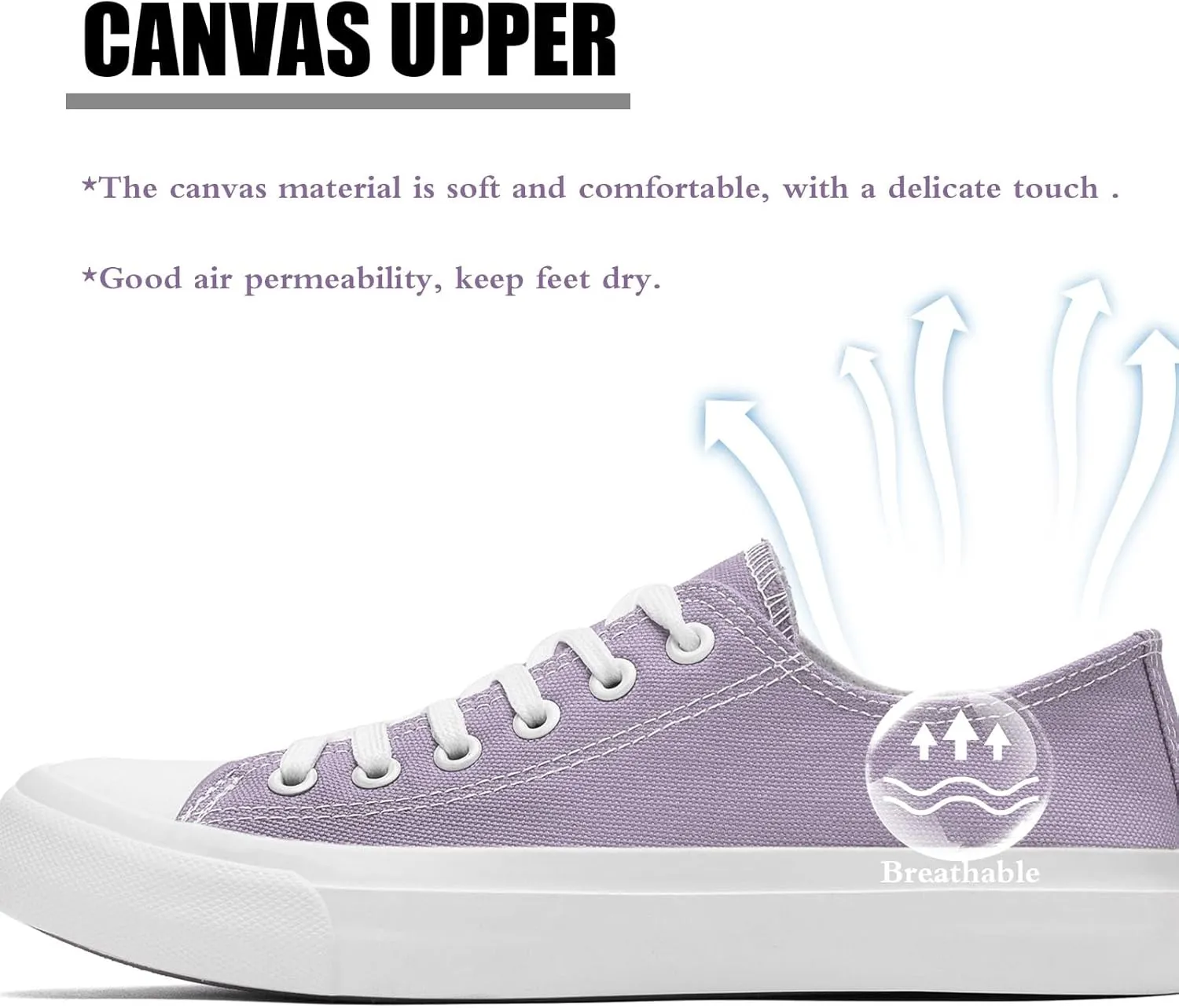 Soofylia Women's Canvas Fashion Sneakers, Grey, Flat Heel, Lace-Up, Lightweight, Breathable, Casual, Summer, Skateboarding