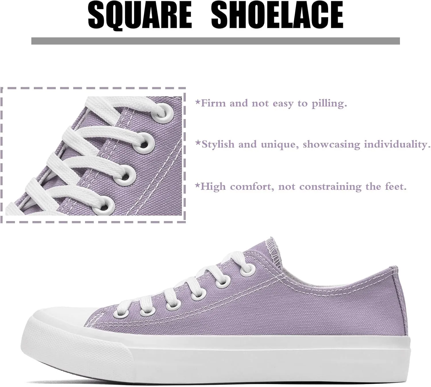 Soofylia Women's Canvas Fashion Sneakers, Grey, Flat Heel, Lace-Up, Lightweight, Breathable, Casual, Summer, Skateboarding