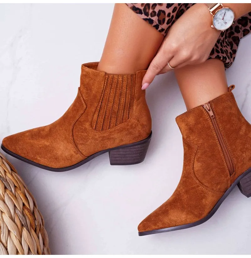 Suede Pointed Toe Chelsea Boots
