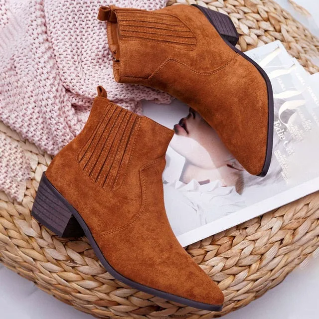 Suede Pointed Toe Chelsea Boots