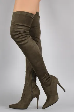 Suede Pointy Toe Stiletto Over-The-Knee Boots