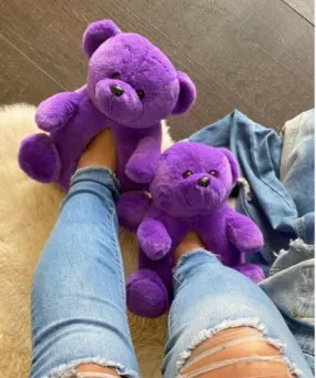 Teddy Bear Slippers Lavender - Plush-01
