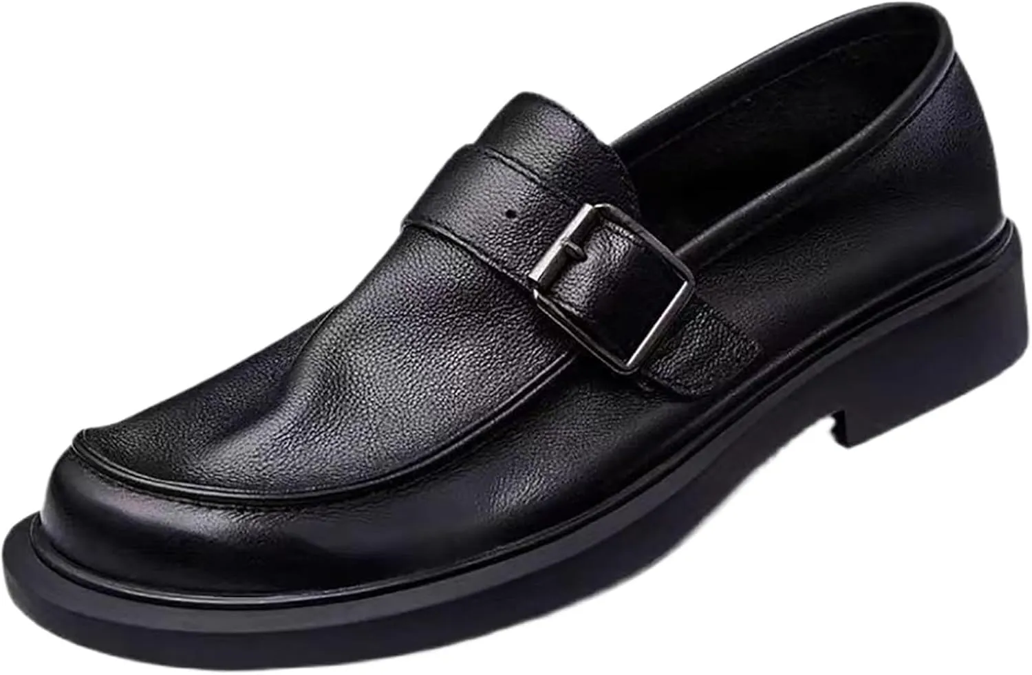 Top Layer Cowhide Business Men's Leather Buckle Leather Shoes Men's, Comfortable and Soft Sole Slip-On Driving Shoes