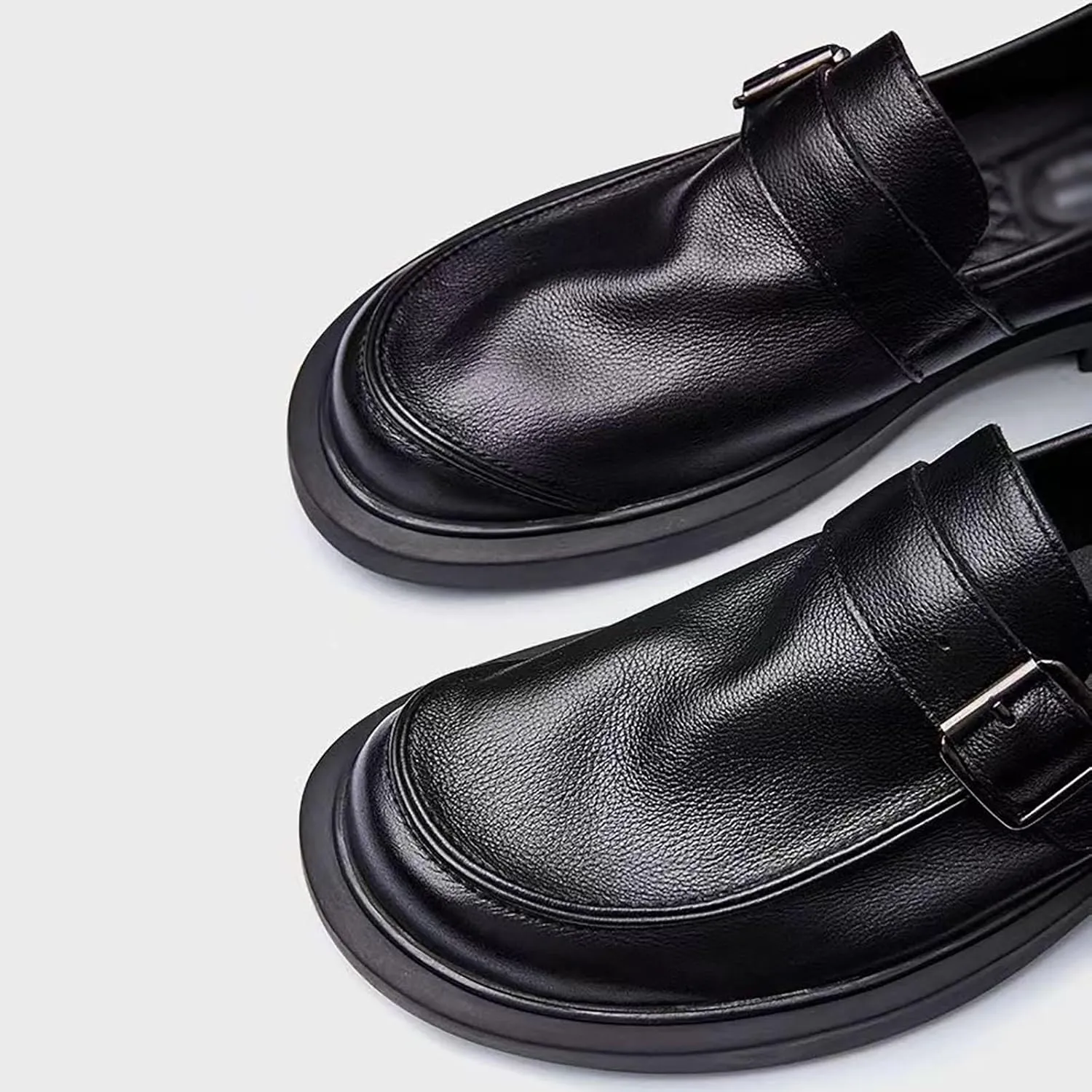 Top Layer Cowhide Business Men's Leather Buckle Leather Shoes Men's, Comfortable and Soft Sole Slip-On Driving Shoes