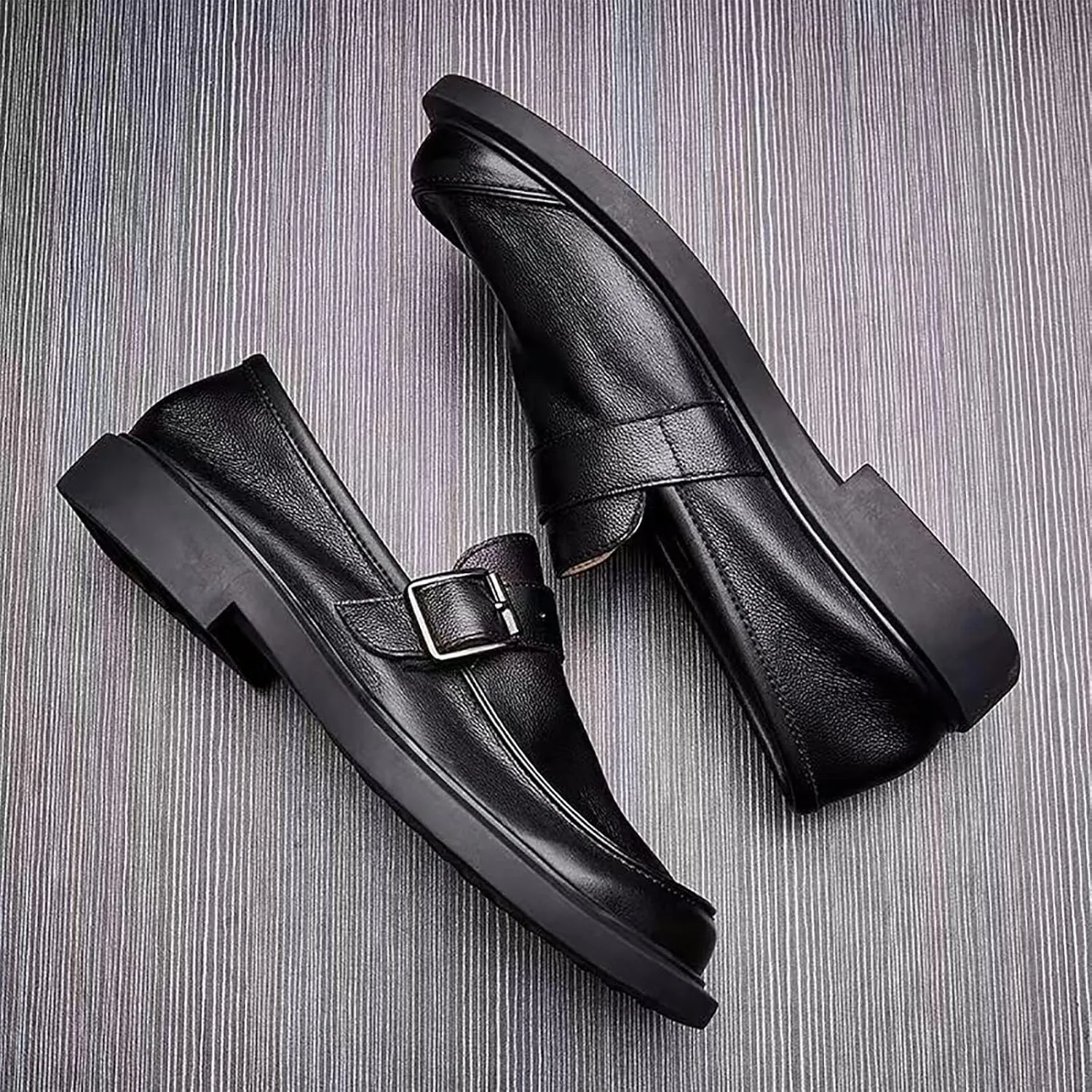 Top Layer Cowhide Business Men's Leather Buckle Leather Shoes Men's, Comfortable and Soft Sole Slip-On Driving Shoes